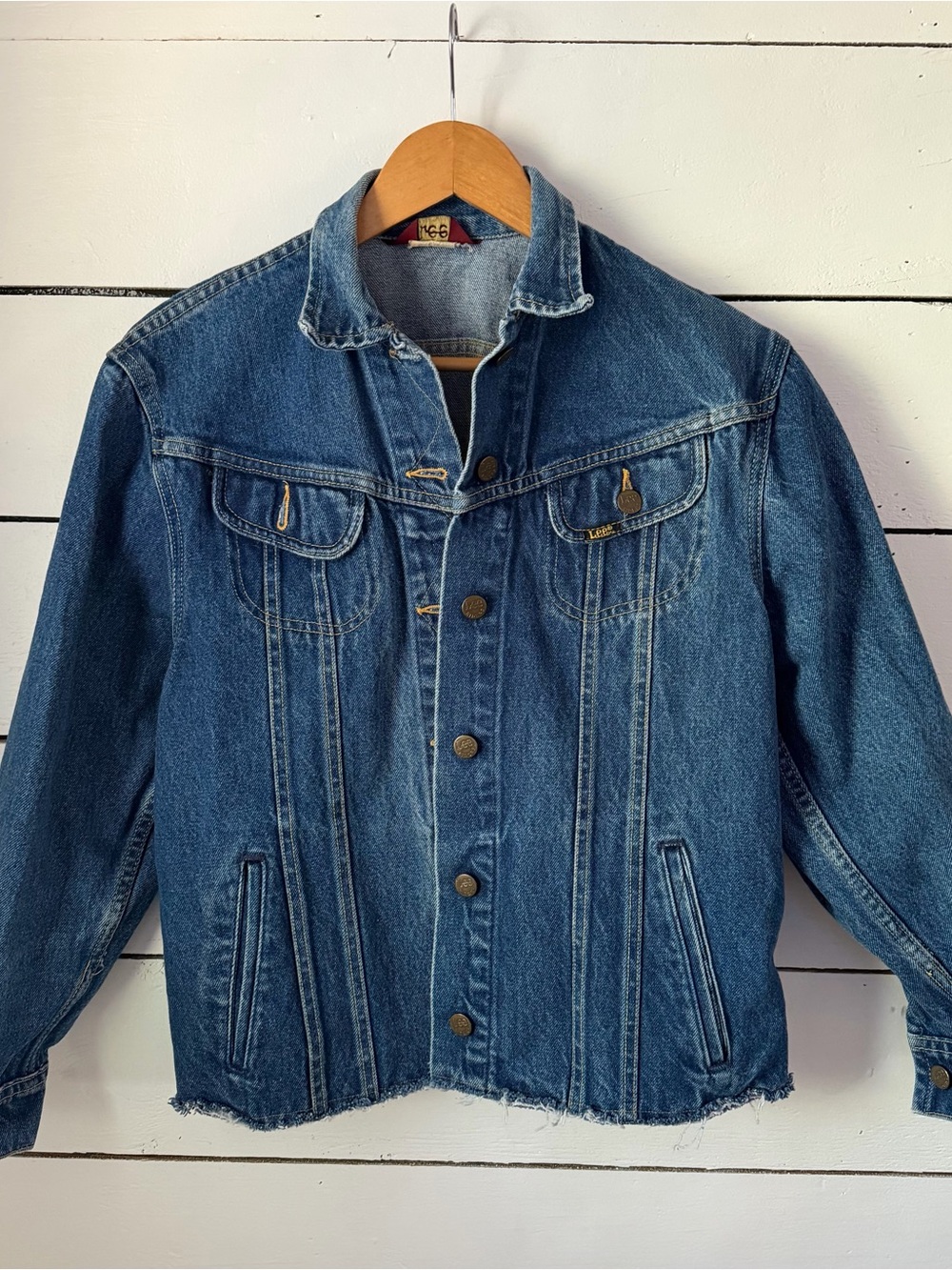 Lee Juniors Size 5/6 Blue Denim Trucker Jacket Vintage 70s Western Fall Basic